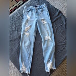 Hollister Light Wash Distressed Boyfriend Jeans